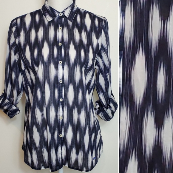 Talbots Diamond Ikat Print Button Down Shirt - Picture 4 of 8